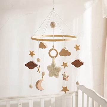 Elegant Boho Baby Crib Mobile | Gender Neutral | Handcrafted | Stars, Clouds, Moon