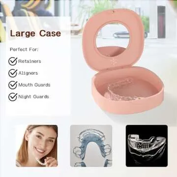 JOYSTOR Cute Pink Retainer Case with Ventilation and Mirror