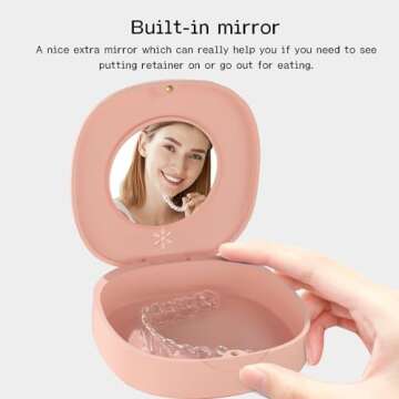 JOYSTOR Cute Pink Retainer Case with Ventilation and Mirror