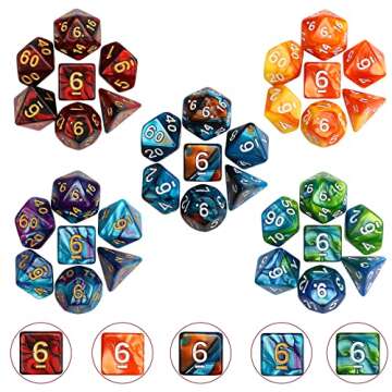 QMay DND Dice Set - 20x7 (140 Pieces) Polyhedral Dice, 20 Colors D&D Dice for Dungeons and Dragons T...