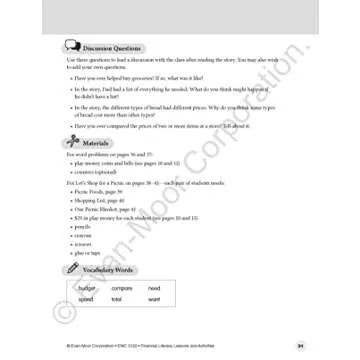 Evan-Moor Financial Literacy Lessons and Activities, Grade 2, Homeschool and Classroom Resource Workbook, Learn about Money, Earning, Paying, Buying, ... (Financial Literacy Lessons & Activities)