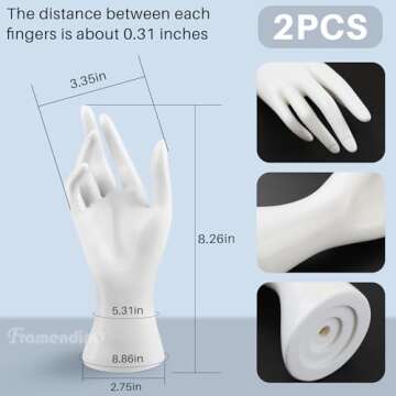 Framendino, Female Mannequin Hand Jewelry Display Holder Stand for Bracelet Necklace Ring Plastic (W...