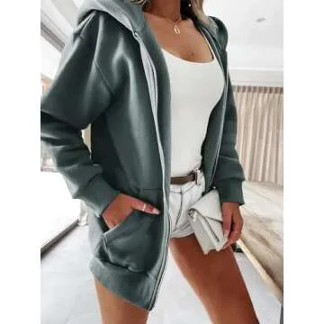 Women's Fashion Hoodies Long Sleeve Zip Up Sweatshirts Casual Loose Fall Y2K Hoodie Active Tops Blue...