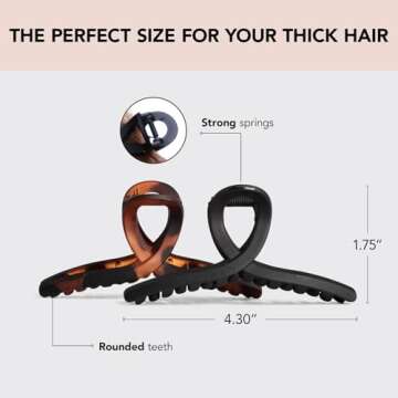 Kitsch Large Hair Clips for Women - Jumbo Loop Hair Claw Clips for Thick Hair | Big Hair Clip & Claw...