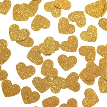 300pcs Gold Glitter Paper Confetti Hearts for Valentine's Decor, Wedding, Party, Decor, DIY Table Co...