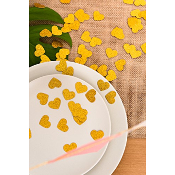 300 pcs Gold Glitter Confetti Hearts for Party Decor