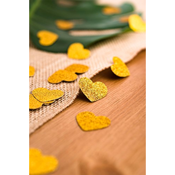 300 pcs Gold Glitter Confetti Hearts for Party Decor