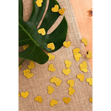 300 pcs Gold Glitter Confetti Hearts for Party Decor