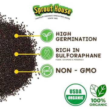 The Sprout House Broccoli Sprouting and Microgreen Seeds - Top Quality Organic Broccoli Sprouts, Non-GMO, High-Germination, Easy to Grow, Resealable Bag, Sulforaphane Rich Superfood,16oz