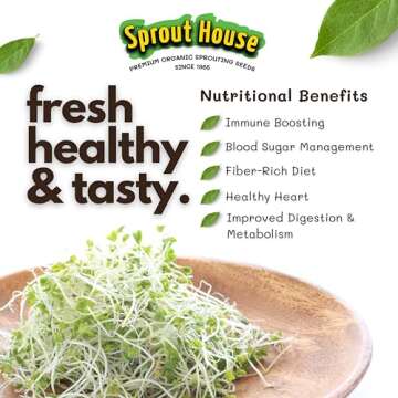 The Sprout House Broccoli Sprouting and Microgreen Seeds - Top Quality Organic Broccoli Sprouts, Non-GMO, High-Germination, Easy to Grow, Resealable Bag, Sulforaphane Rich Superfood,16oz
