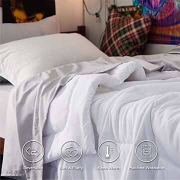 Bedsure Comforter Duvet Insert - Quilted Comforters Twin Size, All Season Duvet, GentleSoft™ Down Alternative Bedding, with 8 Tabs, Gifts for Women/Men, White, Twin 88 x 68 Inches