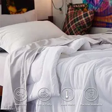 Bedsure Comforter Duvet Insert - Quilted Comforters Twin Size, All Season Duvet, GentleSoft™ Down Alternative Bedding, with 8 Tabs, Gifts for Women/Men, White, Twin 88 x 68 Inches