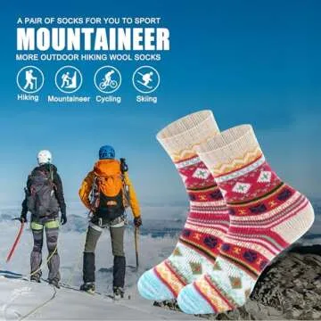 besky 5 Pairs Winter Wool Socks Women, Knit Thick Wool Soft Warm and Breathable Cozy Socks for Womens, Mountain Climbing, Skiing - Christmas Gifts