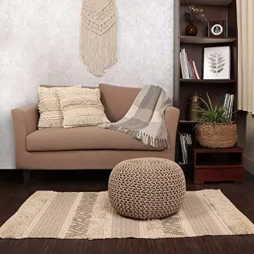 Stylish Hand Knitted Pouf Ottoman for Living Room Decor