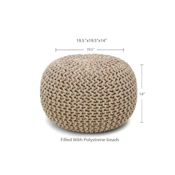 Stylish Hand Knitted Pouf Ottoman for Living Room Decor