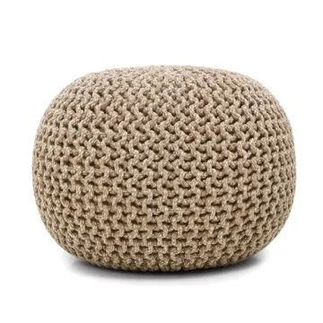 Stylish Hand Knitted Pouf Ottoman for Living Room Decor