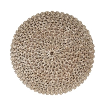 Stylish Hand Knitted Pouf Ottoman for Living Room Decor