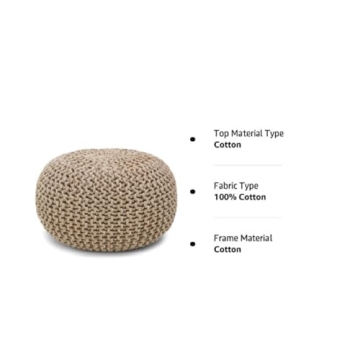 Stylish Hand Knitted Pouf Ottoman for Living Room Decor