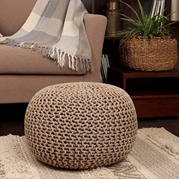 Stylish Hand Knitted Pouf Ottoman for Living Room Decor