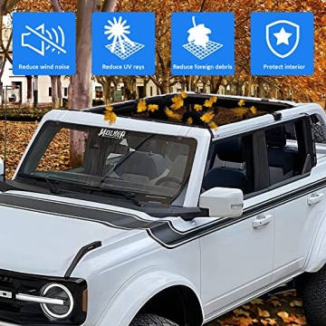 RERPRO Sunshade Compatible with 2021 2022 2023 2024 2025 New Ford Bronco 4 Door Sun Shade Bikini Top Roof Bimini Soft Mesh Net Exterior Accessories, Blocks UV Wind Noise, Black