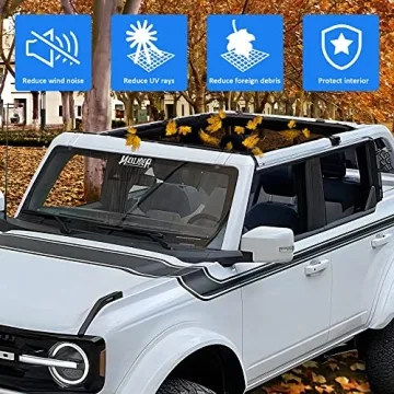 RERPRO Sunshade Compatible with 2021 2022 2023 2024 2025 New Ford Bronco 4 Door Sun Shade Bikini Top Roof Bimini Soft Mesh Net Exterior Accessories, Blocks UV Wind Noise, Black