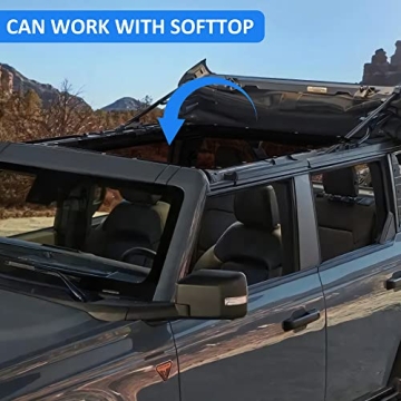 RERPRO Sunshade Compatible with 2021 2022 2023 2024 2025 New Ford Bronco 4 Door Sun Shade Bikini Top Roof Bimini Soft Mesh Net Exterior Accessories, Blocks UV Wind Noise, Black