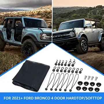 RERPRO Sunshade Compatible with 2021 2022 2023 2024 2025 New Ford Bronco 4 Door Sun Shade Bikini Top Roof Bimini Soft Mesh Net Exterior Accessories, Blocks UV Wind Noise, Black