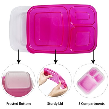 DOURA 3 Compartment Meal Prep Containers 10-Pack