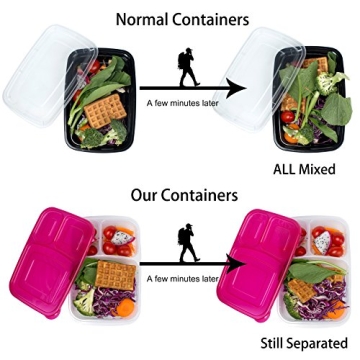 DOURA 3 Compartment Meal Prep Containers 10-Pack
