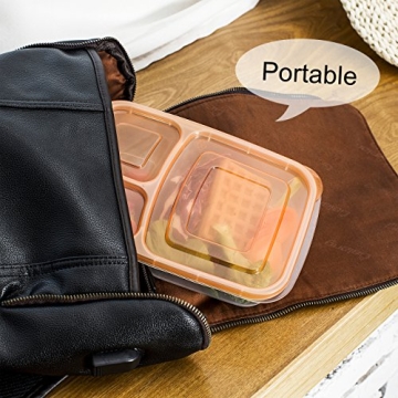 DOURA 3 Compartment Meal Prep Containers 10-Pack