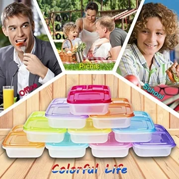 DOURA 3 Compartment Meal Prep Containers 10-Pack