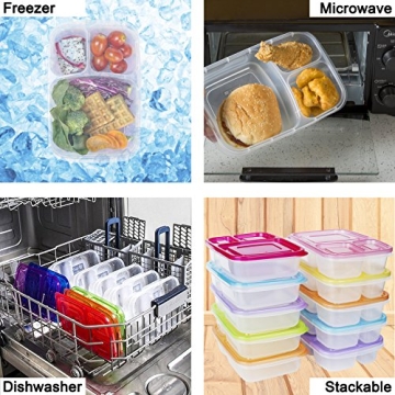 DOURA 3 Compartment Meal Prep Containers 10-Pack