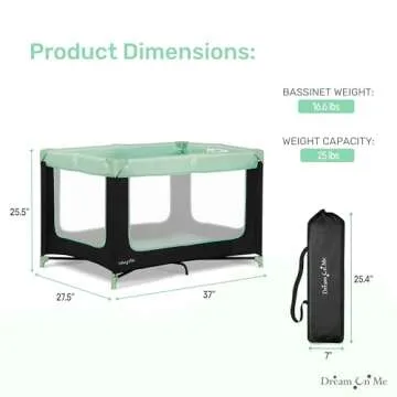 Dream On Me Zodiak Portable Playard in Mint, Lightweight, Packable and Easy Setup Baby Playard, Breathable Mesh Sides and Soft Fabric - Comes with a Removable Padded Mat