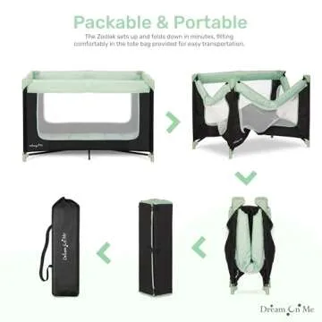Dream On Me Zodiak Portable Playard in Mint, Lightweight, Packable and Easy Setup Baby Playard, Breathable Mesh Sides and Soft Fabric - Comes with a Removable Padded Mat