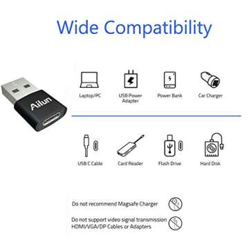 Ailun USB C Female to USB A Male Adapter 3 Pack Type C to A Charger Cable Adapter for iPhone 14 13 11 12 Mini Pro Max Galaxy Note 10 S20 Plus 20 S21 21 FE Ultra