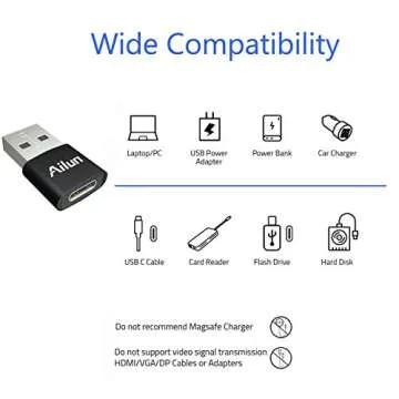 Ailun USB C Female to USB A Male Adapter 3 Pack Type C to A Charger Cable Adapter for iPhone 14 13 11 12 Mini Pro Max Galaxy Note 10 S20 Plus 20 S21 21 FE Ultra
