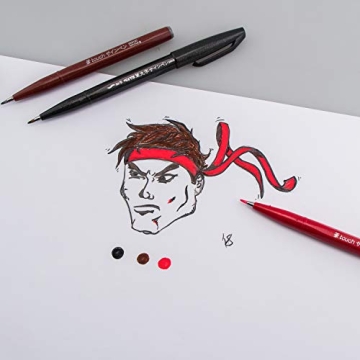 Pentel Arts Sign Pen Brush, 12 Colors in Stand