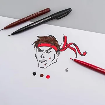 Pentel Arts Sign Pen Brush, 12 Colors in Stand