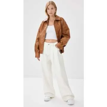 Stylish Lioness Women's Slouched Tie Up Jeans in White