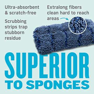 E-Cloth Kitchen Dynamo, Premium Microfiber Non-Scratch Kitchen Dish Scrubber Sponge, Ideal for Dish, Sink and Countertop Cleaning, 100 Wash Guarantee, Blue, 2 Pack