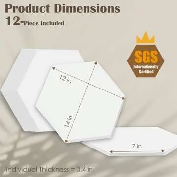 12 Pack Hexagon Acoustic Panels, 14"×12"×0.4" White Sound Proof Foam Panels for Wall, High-Density Sound Absorbing Panels for Recording Studio, Office&Home, No Self-Adhesive