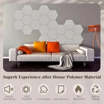 12 Pack Hexagon Acoustic Panels, 14"×12"×0.4" White Sound Proof Foam Panels for Wall, High-Density Sound Absorbing Panels for Recording Studio, Office&Home, No Self-Adhesive