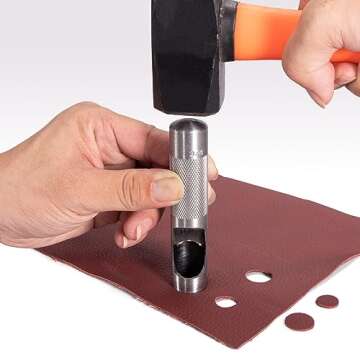 Spurtar 12 PCS Steel Hollow Leather Punch Set 1/8''-3/4''(3-19mm) Heavy Duty Round Hole Punch Set Le...