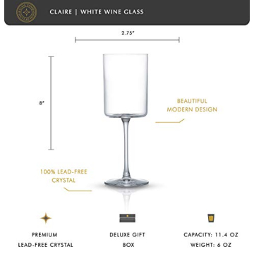 JoyJolt Claire Elegant White Wine Glasses Set of 2