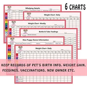 14PCS Puppy ID Collar Identification Soft Nylon Adjustable Breakaway Safety Whelping Litter Collars for Newborn Pets with Record Keeping Charts(M)