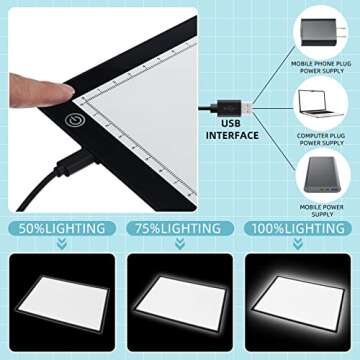 Kanayu Adjustable Brightness LED Light Panel with Translucent Pattern Blocks Colorful Letters and Numbers for Kids Sensory Play Color and Shape Exploration Home Learning Counting Spelling Supplies