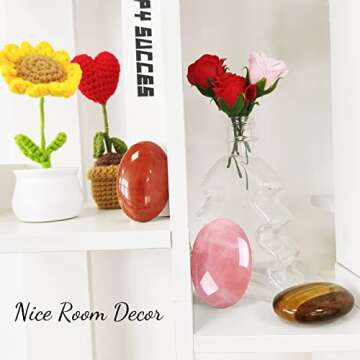 ZHIYUXI 2.4" Rose Quartz Crystals Healing Crystals Pink Gemstones Rose Quartz Crystal Decor Worry Stone Pink Quartz Reiki Therapy Polished Stones Palm Stone Mediation Gifts 1PC