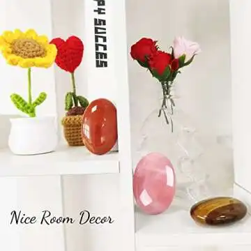 ZHIYUXI 2.4" Rose Quartz Crystals Healing Crystals Pink Gemstones Rose Quartz Crystal Decor Worry Stone Pink Quartz Reiki Therapy Polished Stones Palm Stone Mediation Gifts 1PC