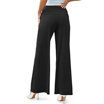Arolina Women's Stretchy Wide Leg Palazzo Lounge Pants Casual Comfy High Waist Palazzo Pants Black