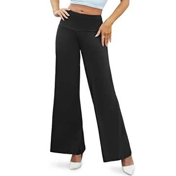 Arolina Women's Stretchy Wide Leg Palazzo Lounge Pants Casual Comfy High Waist Palazzo Pants Black